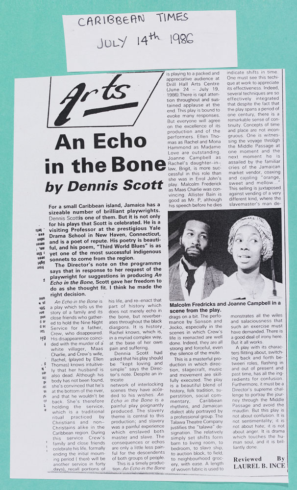 Article on An Echo in the Bone in Caribbean Times